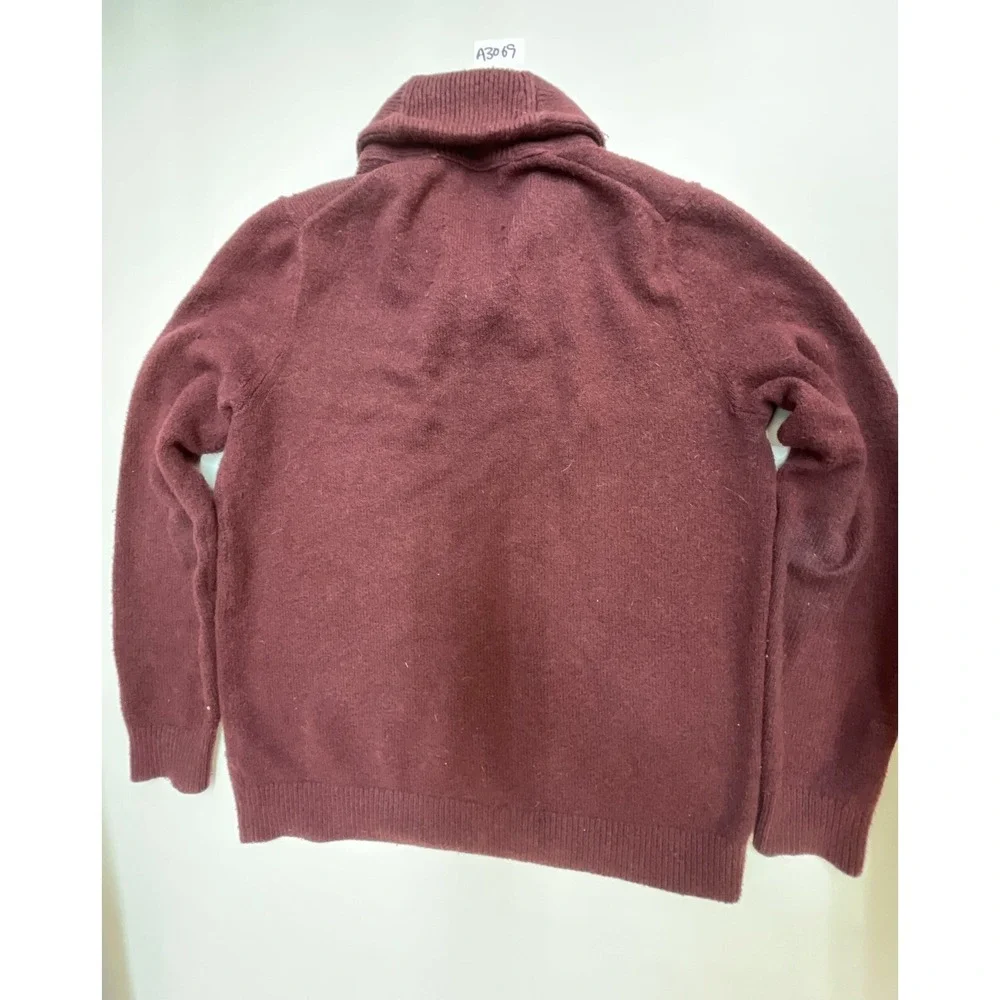 Banana Republic Mens Shawl Collar‎ Sweater Burgundy Maroon Knit Pullover Large